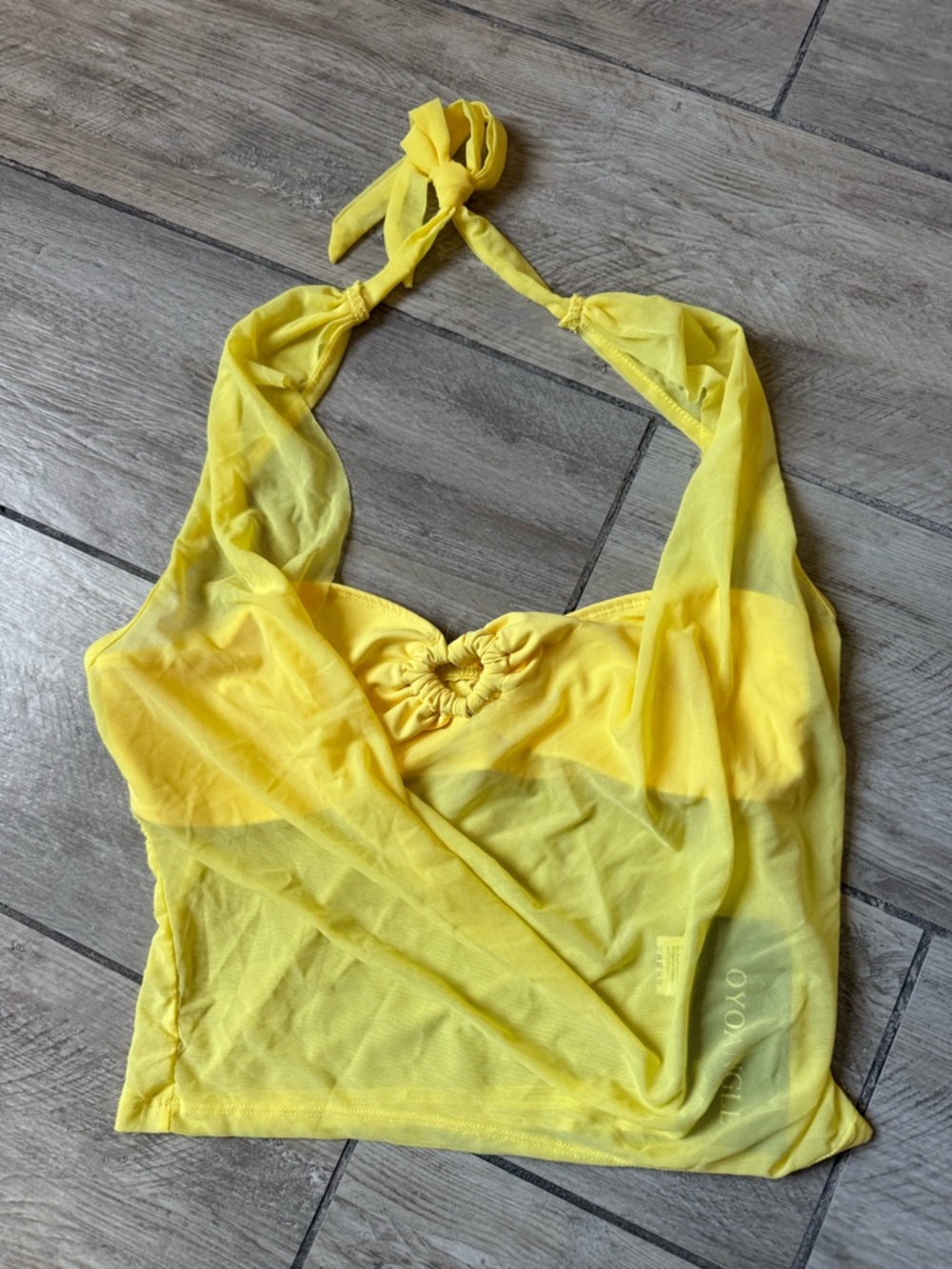 Yellow Halter Sheer Tank Top - Unbranded